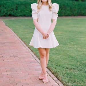 LIKELY Alia Dress! Worn once. Size 6 puff sleeve, white dress!